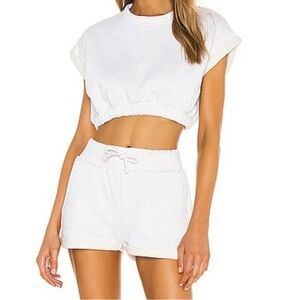 Beach Riot Taylor Two Peice Cream Speckled Matching Short Set